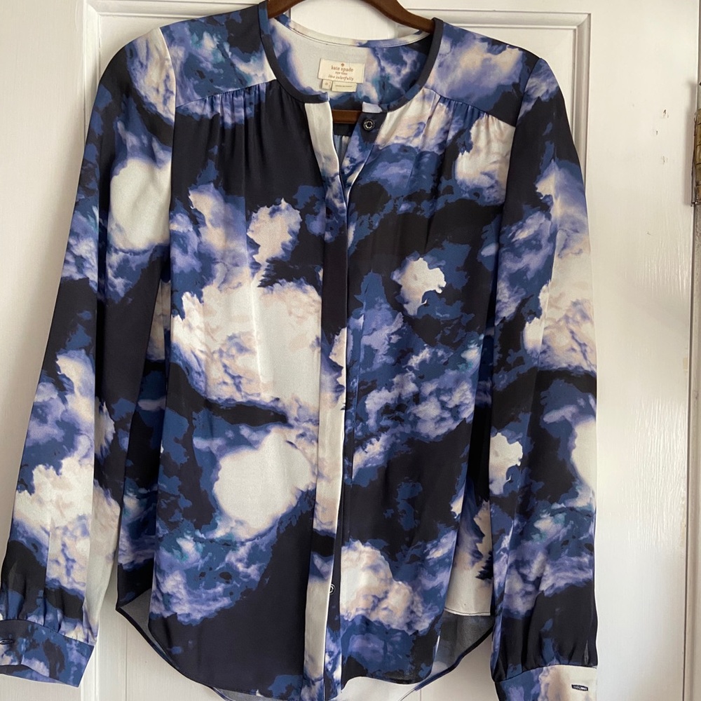 Kate spade navy/white/blush blouse